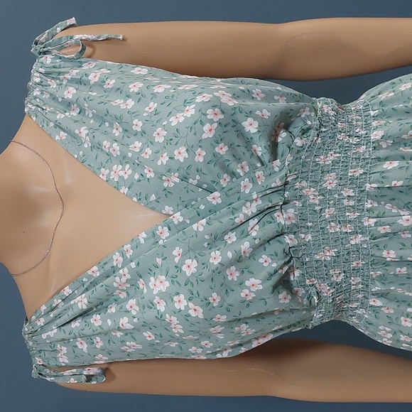 NWT Seven Islands Womens High Low Green Floral Dress With Hair Tie Plus Size 1X - Picture 3 of 12